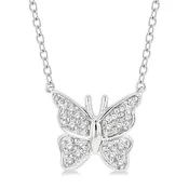 10K White Gold Natural Diamonds Butterfly Necklace