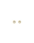 1.5mm Diamond Millgrain Post Earrings in 14k Yellow Gold