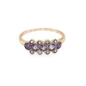 10KR Victorian Purple Sapphire & Pearl Ring 5 Stone