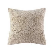 20 x 20 Square Decorative Pillow, Faux Fur, Leopard Print, Brown