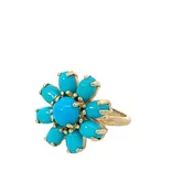 Cabochon Turquoise Flower Ring - made to order
