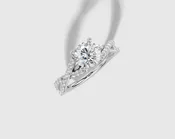 1.00 ct Round Natural Diamond Ring with Plate Prong 4 Prong Twisted Design in White Gold 18KT G/VS Size 7