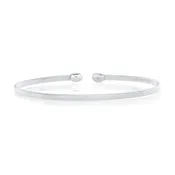 14K White Gold 2.5mm Ribbed Open Bangle
