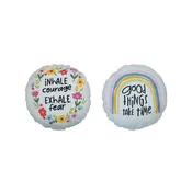 16" Round Printed & Embroidered Pillow, 2 Styles