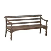 Antique Anglo-Indian Teakwood Bench, c. 1900-30, 73.5×24.5×35.5H