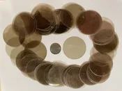 M-018 MICA FOR CRAFTS, THIN 2” ROUND DISCS, 1 / 8 POUND PACK. APPROXIMATELY 100!