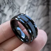 8 mm Black Tungsten Mens Wedding Bands “Utopia”