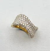 Afarin: Yellow 18 Karat Gold Pave Wave Ring — McGough & Company