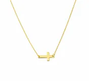 14K Gold Petite Sideways Cross Necklace