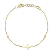0.03CT 14K Y/G DIAMOND BEZEL CROSS BRACELET