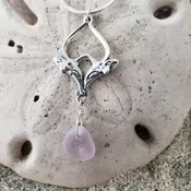 Breaching Whales with Lavender Sea Glass Necklace