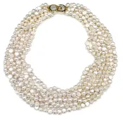 7-strand Keshi Necklace on Gold