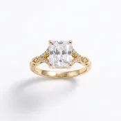 Radiant Cut Diamond Engagement Ring with Engraved Band