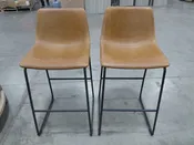 17 Stories Nia Matika Vegan Leather Bar &amp; Counter Stool (Set of 2) Tan