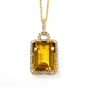 18kt Gold Citrine and Diamond Pendant
