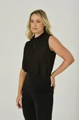 Black Ruffle Neck Keyhole Blouse