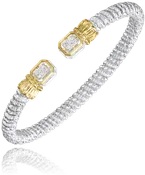 14K and Sterling Silver 3mm Diamond Bracelet