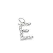 14 K White Gold 'E' Initial Diamond Pendant
