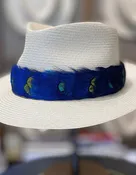 Feather Lei Hatband – “Blue Peacock”
