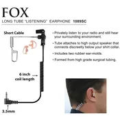 1089SC Fox Surveillance Ear Phone – Short Cord Listen Only Device