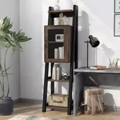 6-Tier Farmhouse Media Tower Bookshelf, Brown - Open & Adjustable Storage
