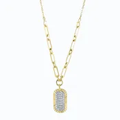 0.15ct Diamond Paver Dog Tag Link Necklace