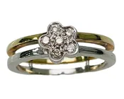 .07 CT. T.W. Diamond Floral Ring | 10K Yellow & White Gold Double Band