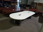 10ft White Conference Table with Two Power Modules