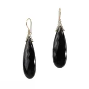 Black Spinel 14k Yellow Gold Trapeze Earrings