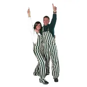 Green & White Adult Game Bib Overalls