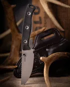 Akris Stonewash Standard G-10 Black with Dark Chocolate Leather Sheath (95-10BK-1)