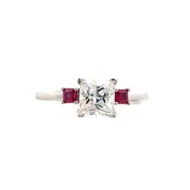 10K White Gold Lab-Created Ruby 3-Stone Engagement Ring Setting - Beeghly & Co.