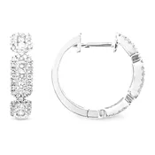 14kt White Gold Diamond Hoop Earrings