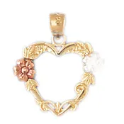 14k Gold Tri Color Heart Charm