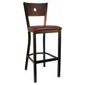 6149B Metal Barstool with Silver Vein and Semi Gloss Black Finish with Solid Wood Seat: Nat. or Mah.