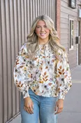 Foliage Tie Detail Piped Top