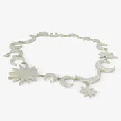 JUDY GEIB 18K & SILVER SUN AND MOON INTERGALACTIC NECKLACE WITH DIAMONDS, .35CT