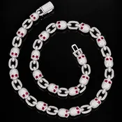 10mm Moissanite Skull Link Chain – 925 Sterling Silver