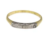 1920's Antique Art Deco 14K Yellow/White Gold 0.03ctw Diamond 2mm Band Ring