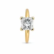 14K Yellow Gold Ring with 1.01ct Cushion Cut Natural Diamond, EGL Certified