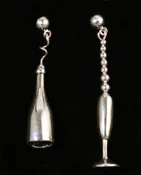 Champagne Bottle and Glass Earrings with Bubbles