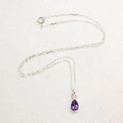 Amethyst Teardrop in Sterling Silver Artisan Necklace