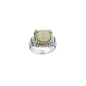 Andrea Candela 18kt and Sterling Silver Pave Diamond Cushion Ring, Diamante