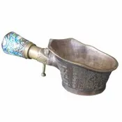 11″ Vintage Chinese Silk / Grain Copper Scoop with Engravement and Hand Painted