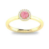 10K Yellow Gold Pink Tourmaline & Diamond Halo Ring