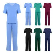 2Pcs Unisex Adults Medical Doctor Nursing Scrubs Costume Uniform Suits + V-neck