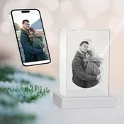 3D Crystal Medium Rectangle Photo - Engraving & Light Base Options