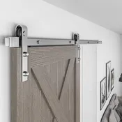 6 Ft Bent Strap Barn Door Track Kit – Brushed Steel