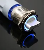 19mm 12V 2 positions Stainless Steel Switch With Illuminated Ring- Blue