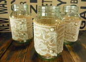 Burlap and Lace Mason Jars